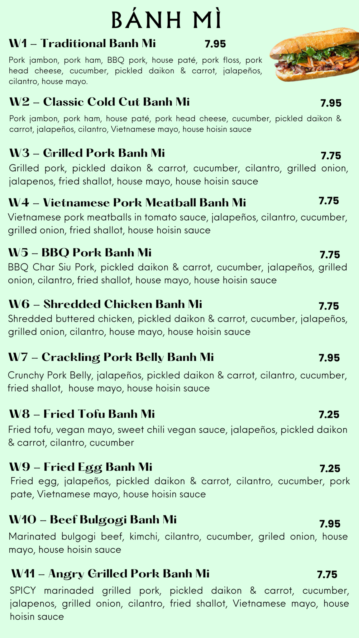 Menu - Viet Crispwich